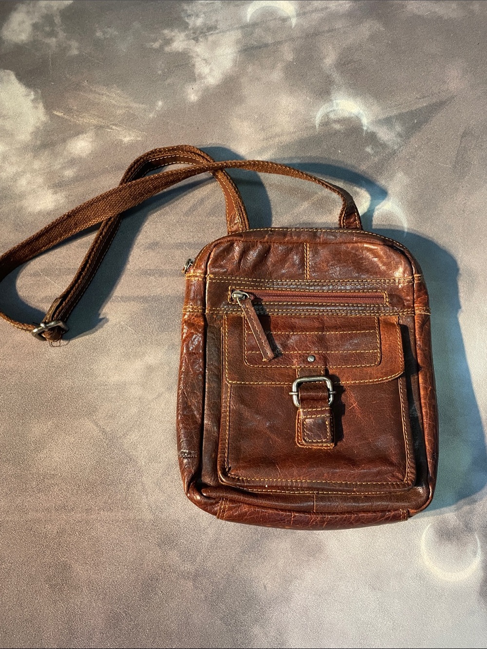 Brown Leather Crossbody Messenger Bag